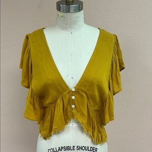 Mustard Yellow Boho Crop Top
